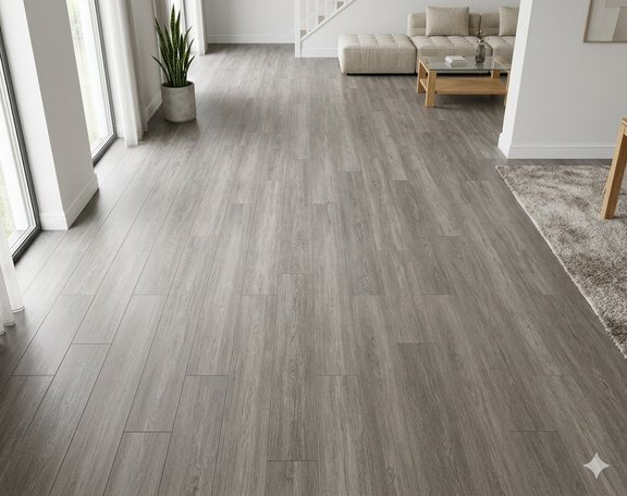 Grey laminate flooring in hallway