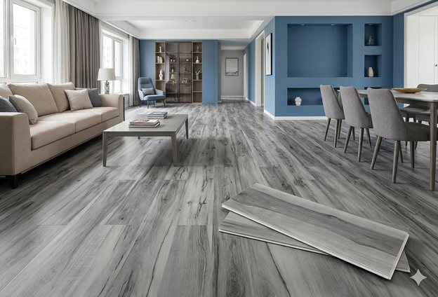 SPC vinyl flooring in open plan living space