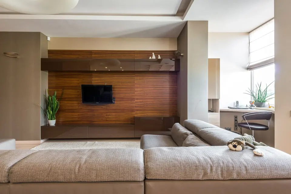 Luxury interior lounge design with a modern TV setup